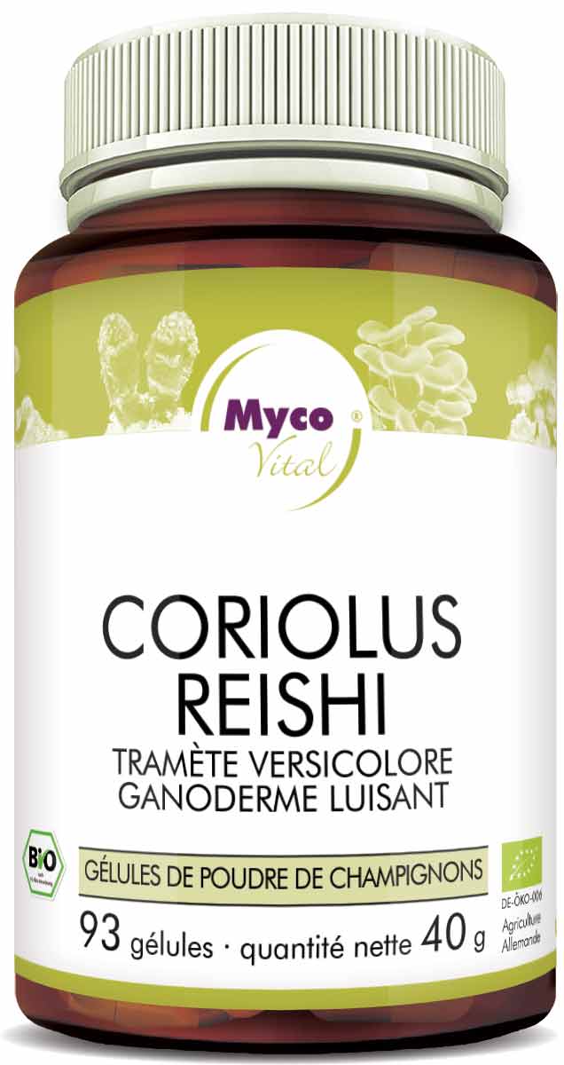 Coriolus-Reishi Capsules de poudre de champignons bio (mélange 351)
