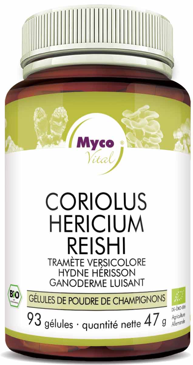 Coriolus-Hericium-Reishi Capsules de poudre de champignons bio (mélange 349)