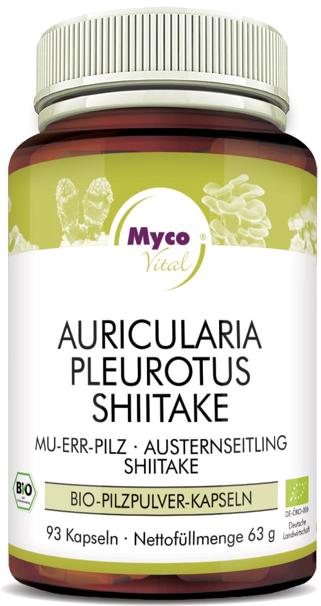Auricularia-Pleurotus-Shiitake Organic mushroom powder capsules (blend 360)
