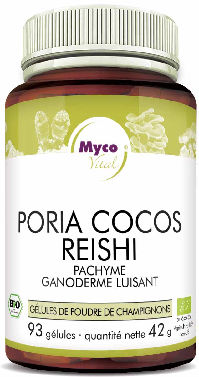 Poria Cocos-Reishi Capsules de poudre de champignons bio (mélange 356)