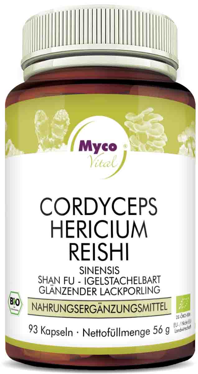 Cordyceps-Hericium-Reishi Organic Mushroom Powder Capsules (Blend 344)