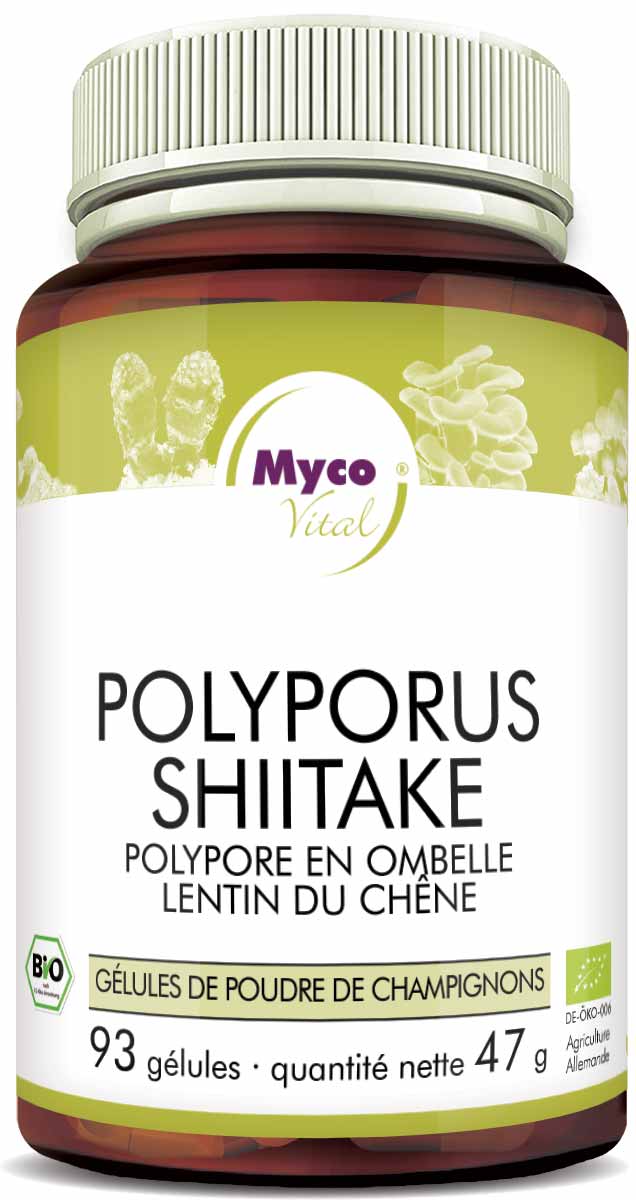 Polyporus-Shiitake Capsules de poudre de champignons bio (mélange 334)