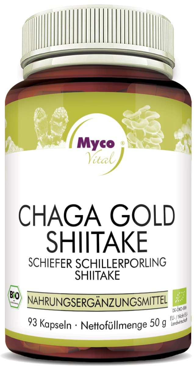 Chaga gold-Shiitake Organic mushroom powder capsules (blend 357)