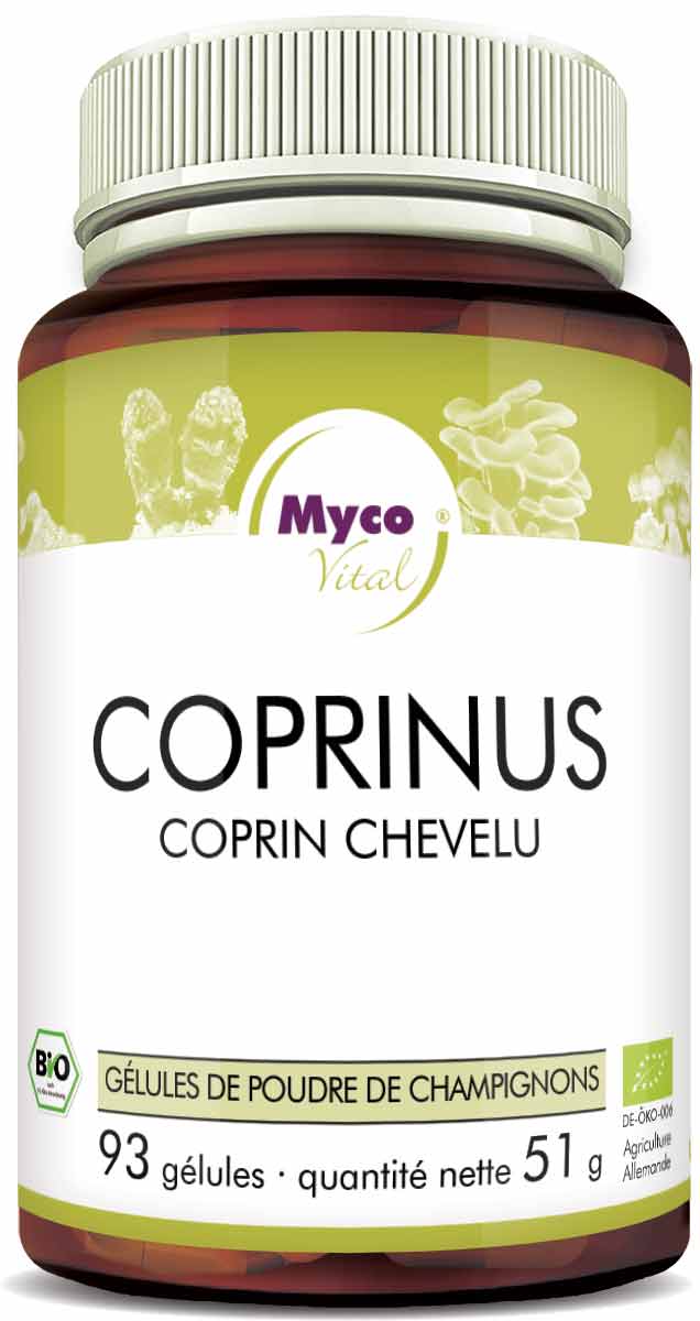 Coprinus Capsules de poudre de champignons vitaux bio