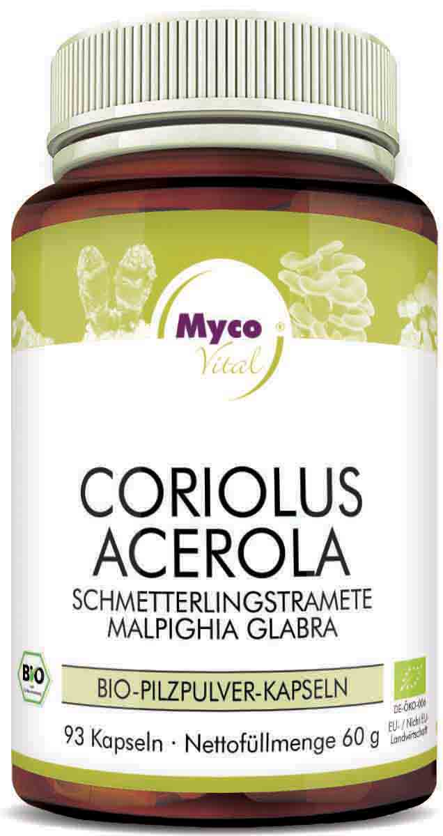 Coriolus-ACEROLA Polvere di Funghi Biologici in Capsule (Miscela 558)