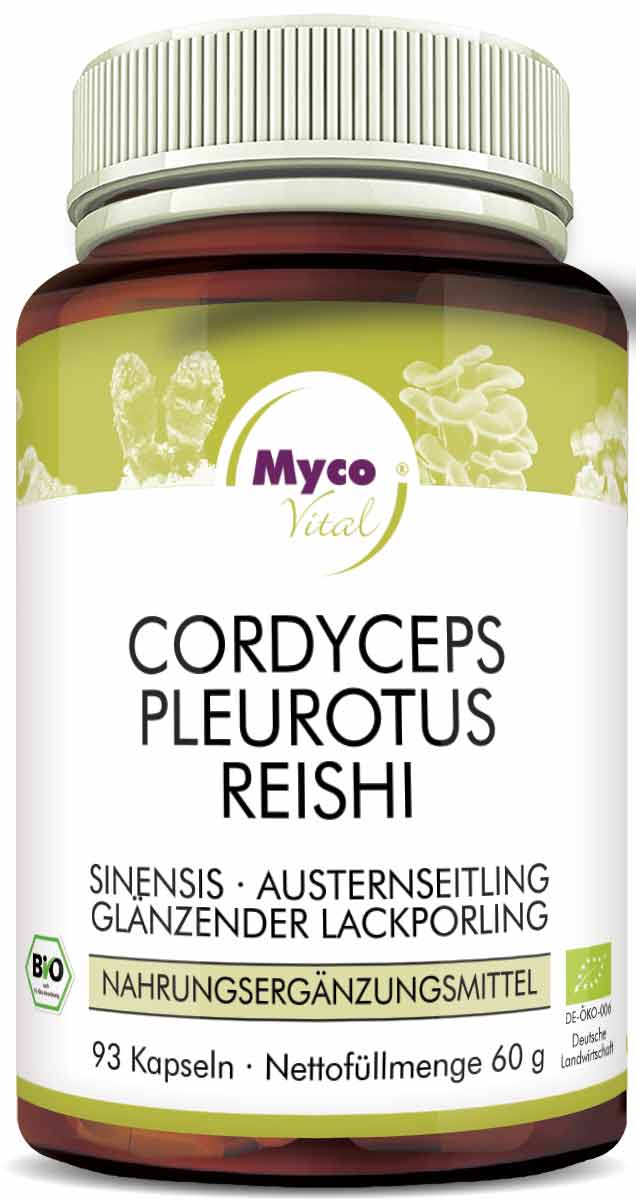 Cordyceps-Pleurotus-Reishi Organic Mushroom Powder Capsules (Blend 337)