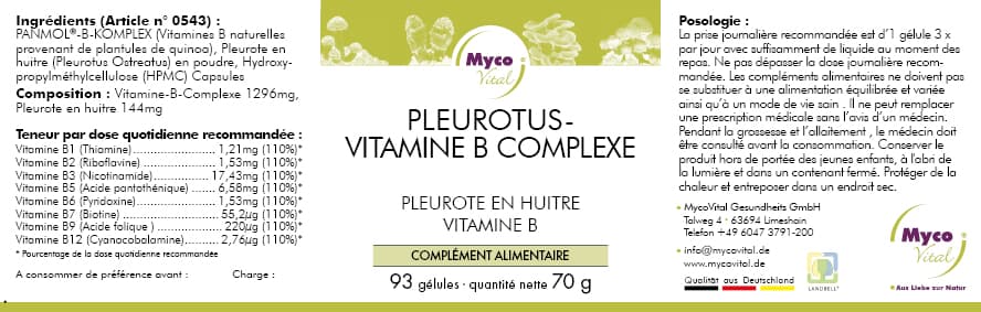 Pleurotus-VITAMINE B COMPLEXE (mélange 543)