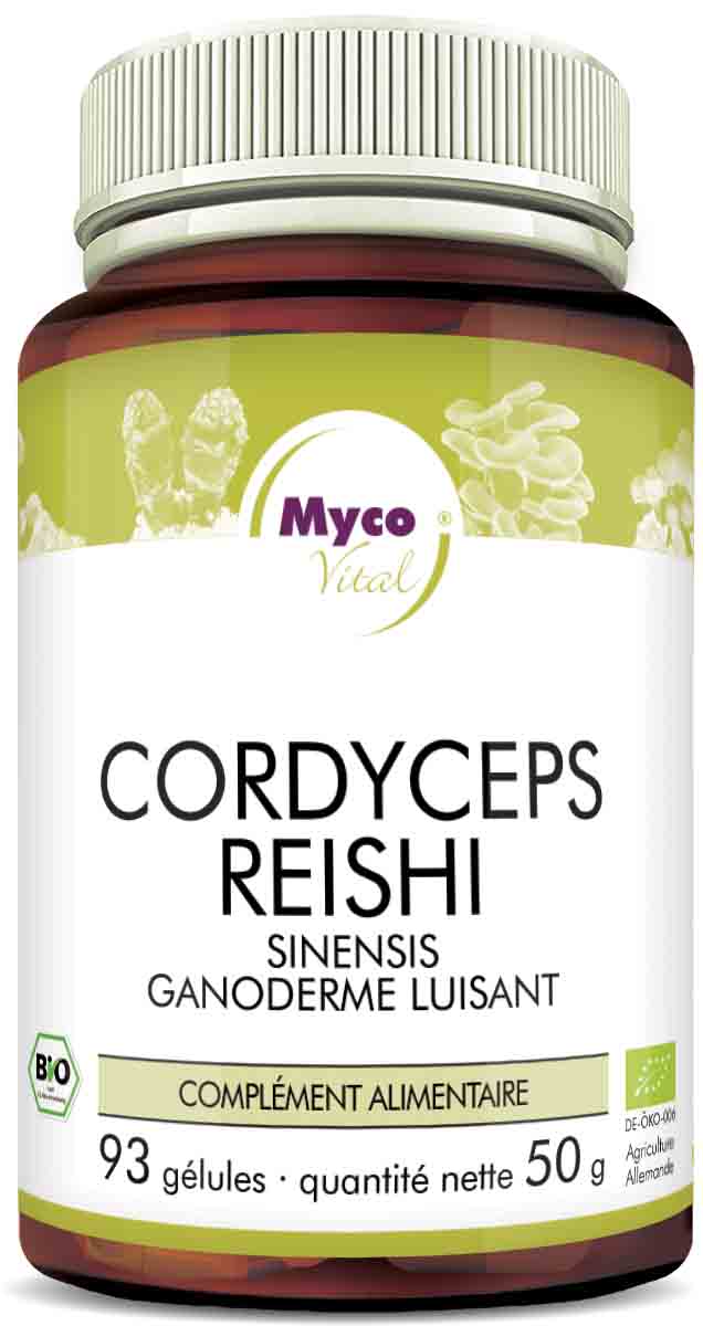 Cordyceps-Reishi Capsules de poudre de champignons bio (mélange 335)