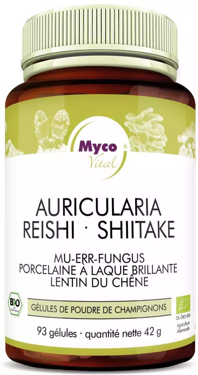 Auricularia-Reishi-Shiitake Capsules de poudre de champignons bio(mélange 354)